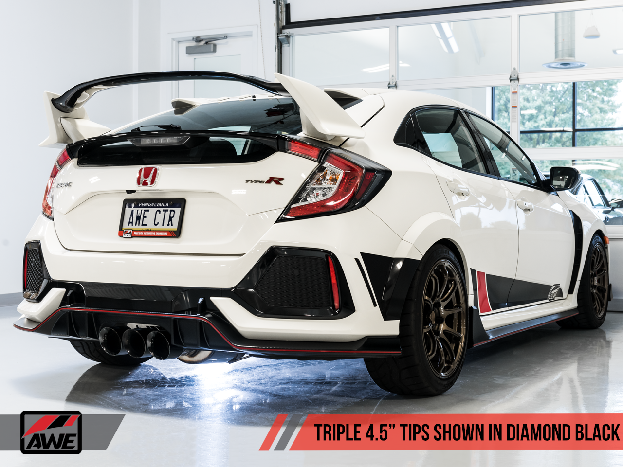 AWE Track Edition Exhaust (Triple Diamond Black Tips) - Honda Civic Type-R FK8 - Kaiju Motorsports