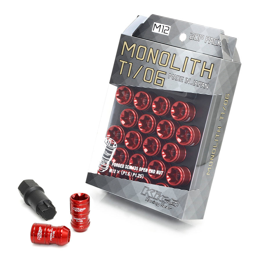 【15ポンド】ロックイット Project Kics Monolith T1/07 Lug Nuts (Red) - 14x1.5