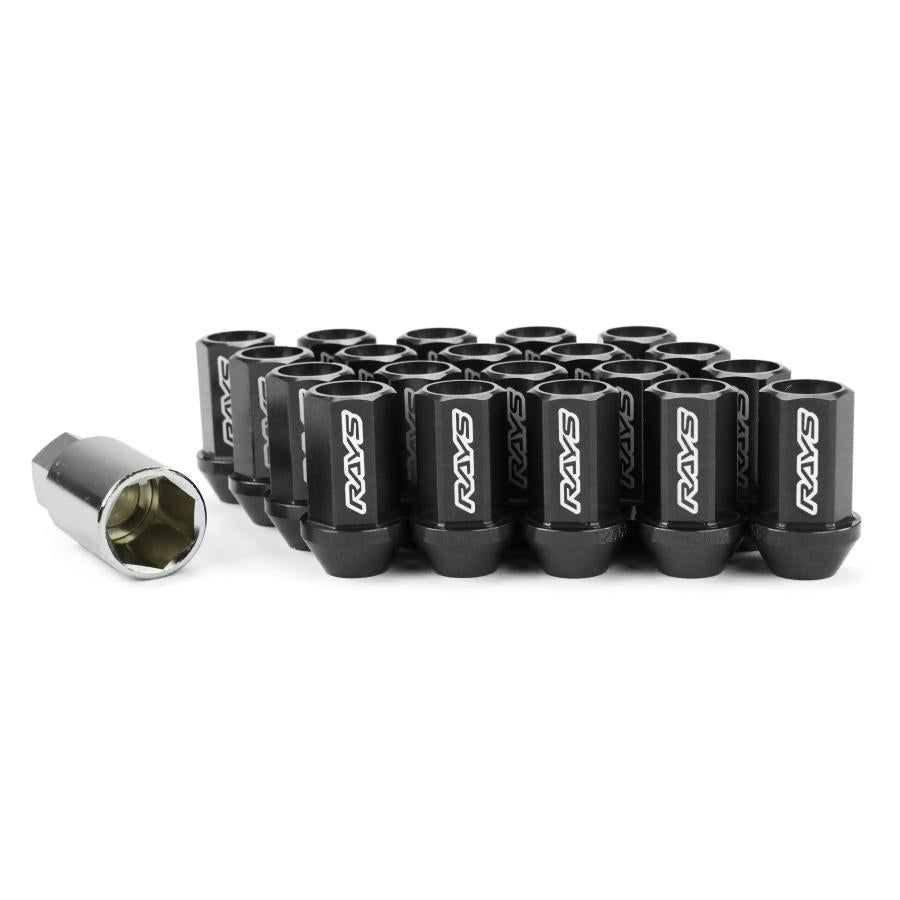 Ray's Dura-Nuts L42 Straight Type M12x1.25 Lock and Nut Set Black - Kaiju Motorsports