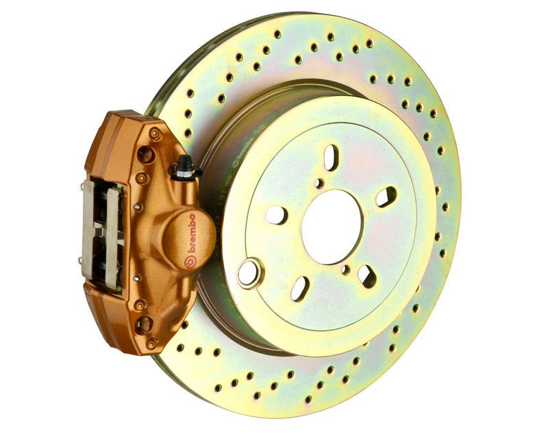 Brembo GT 2 Piston Gold Drilled Rotors Big Brake Kit (Rear) - Subaru WRX VA - Kaiju Motorsports