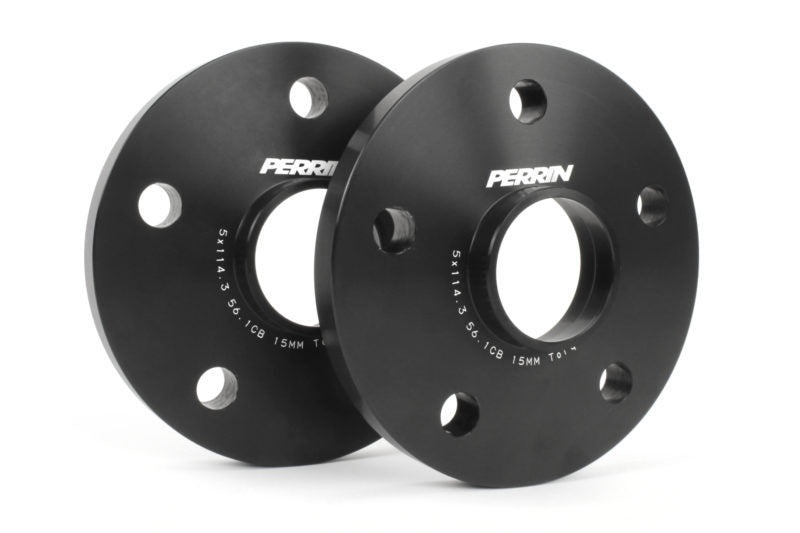 Perrin Wheel Spacers 15mm 5x114.3 Black Pair - Subaru STI/WRX - Kaiju Motorsports