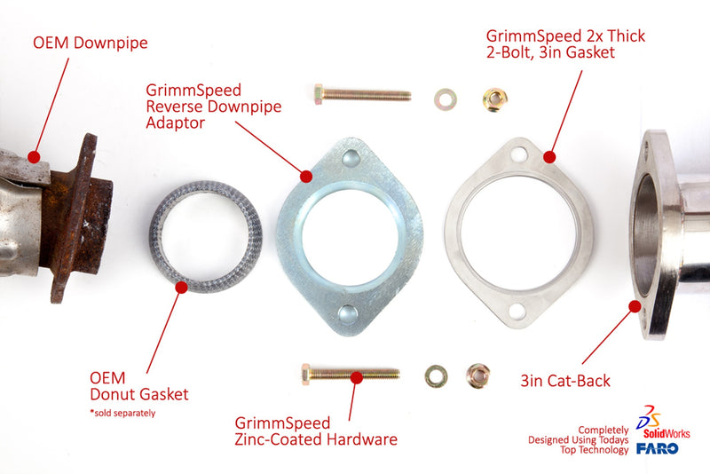 GrimmSpeed OEM Downpipe to 3in Cat Back Adapter - WRX / STI VA - Kaiju Motorsports